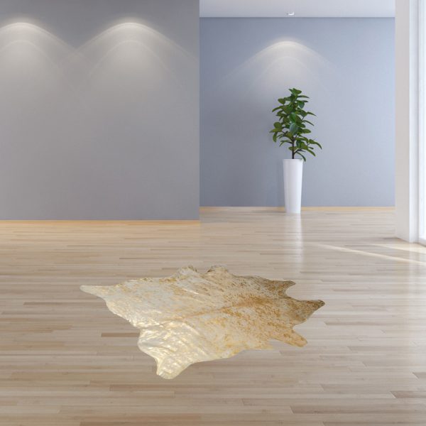 60" x 84" Natural And Gold Cowhide - Area Rug - Image 3