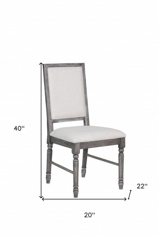Set Of 2 Dining Chairs Weathered Gray Rubberwood Legs Seat Solid Back - Image 3