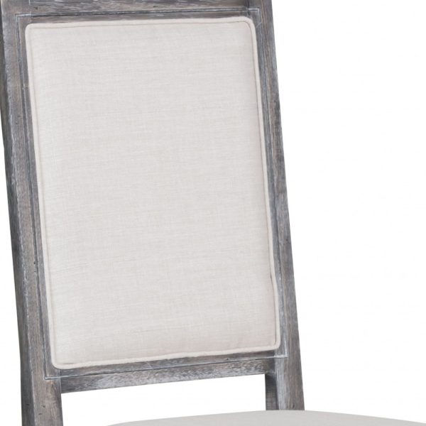 Set Of 2 Dining Chairs Weathered Gray Rubberwood Legs Seat Solid Back - Image 4