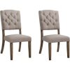 19" X 23" X 43" 2pc Cream Linen And Weathered Oak Side Chair - Image 2
