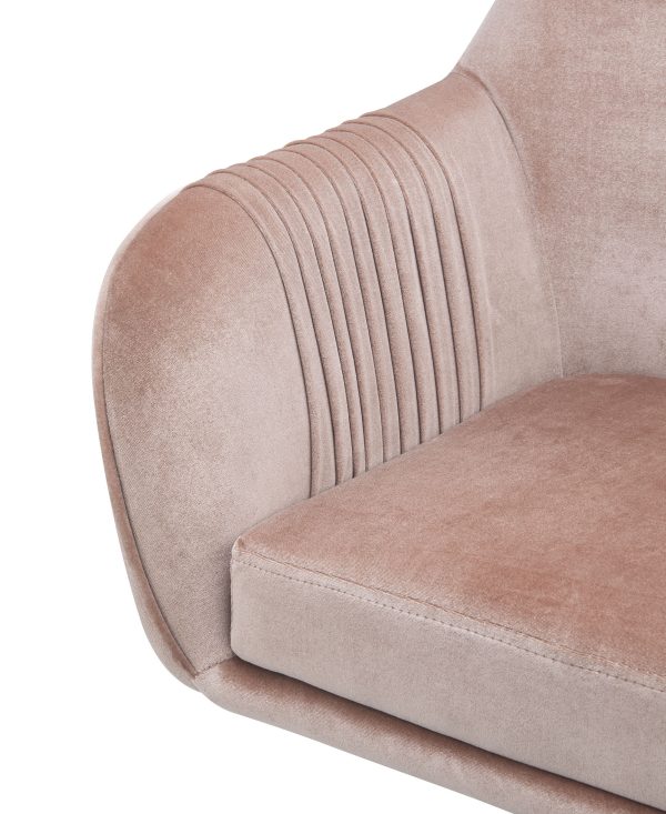 Stylish Mauve Rose Velvet Office Desk Chair on Wheels - Image 4