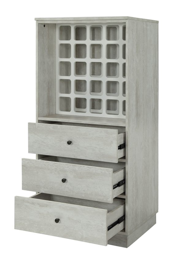 24" X 20" X 52" Wine Cabinet In Antique White - Mdf - Image 4