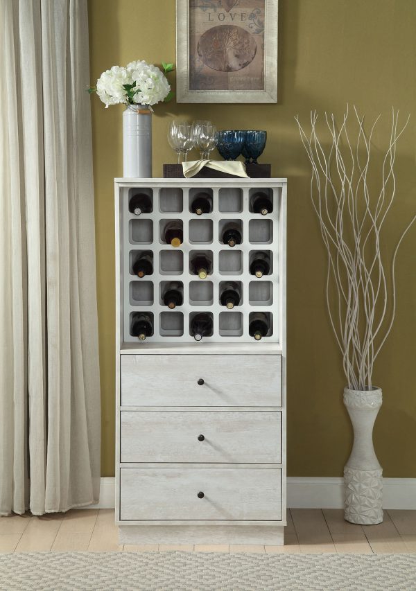 24" X 20" X 52" Wine Cabinet In Antique White - Mdf - Image 5