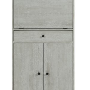 24" X 20" X 52" Antique White Mdf Wine Cabinet