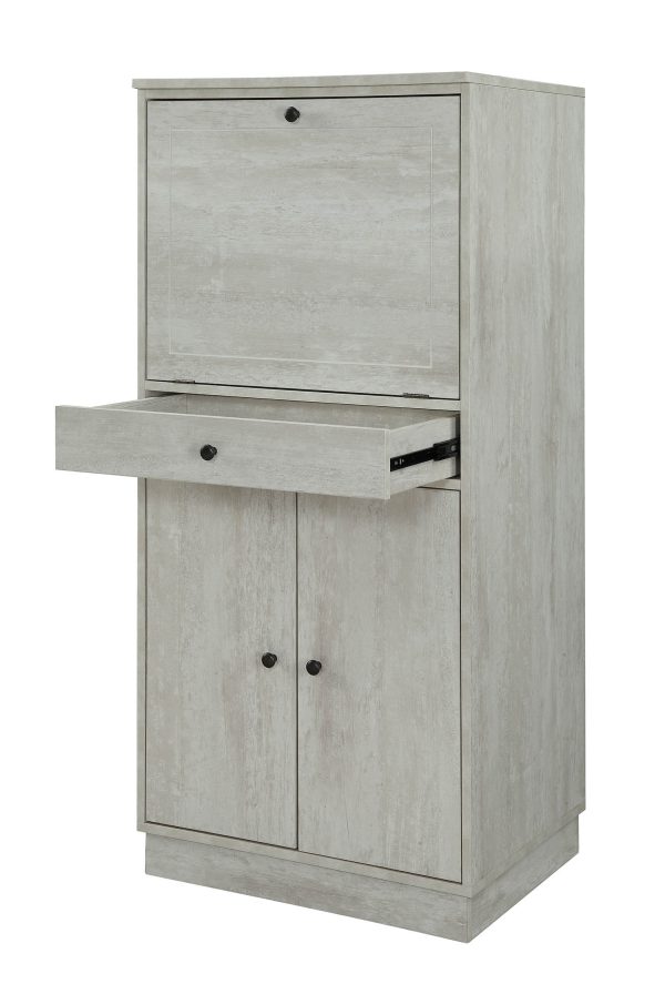 24" X 20" X 52" Antique White Mdf Wine Cabinet - Image 4