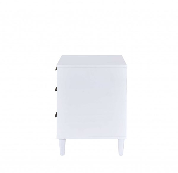 White and Distressed Oak Three Drawer Nightstand - Image 2