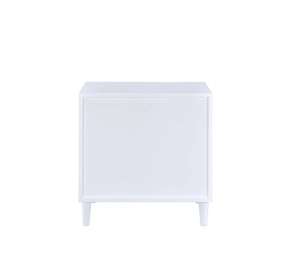 White and Distressed Oak Three Drawer Nightstand - Image 3