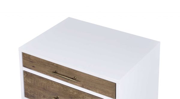 White and Distressed Oak Three Drawer Nightstand - Image 5