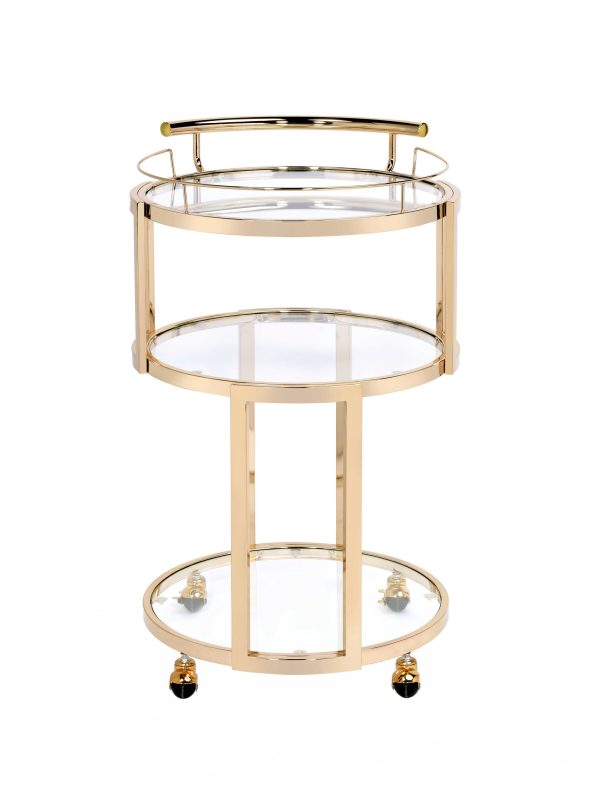 22" X 21" X 34" Gold And Clear Glass Serving Cart - Image 2