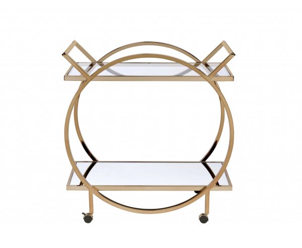 33" X 19" X 35" Champagne Metal Tube Serving Cart - Image 2
