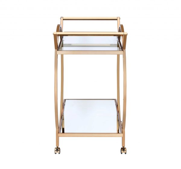 33" X 19" X 35" Champagne Metal Tube Serving Cart - Image 4