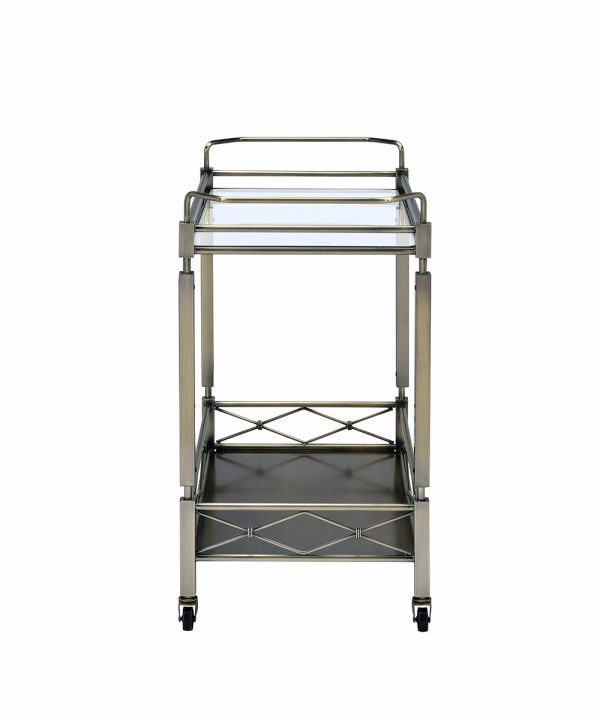 32" X 16" X 30" Antique Brass Metal Serving Cart - Image 2