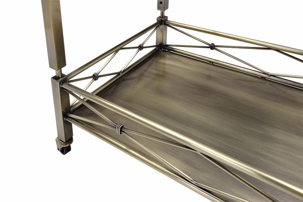 32" X 16" X 30" Antique Brass Metal Serving Cart - Image 3