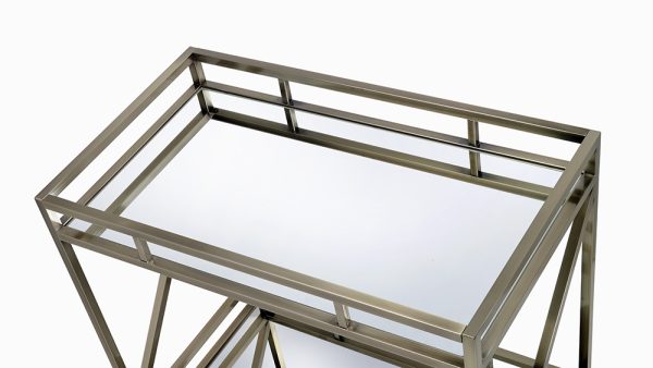 34" X 20" X 35" Antique Brass Metal Serving Cart - Image 3