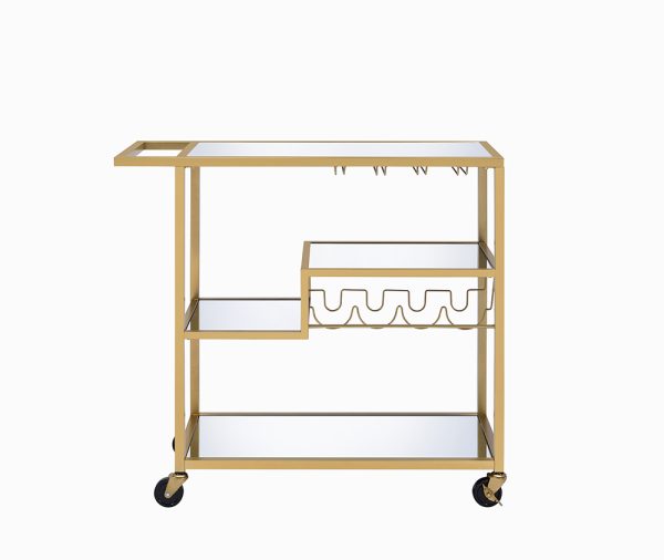 40" X 16" X 37" Gold And Clear Glass Serving Cart - Image 2