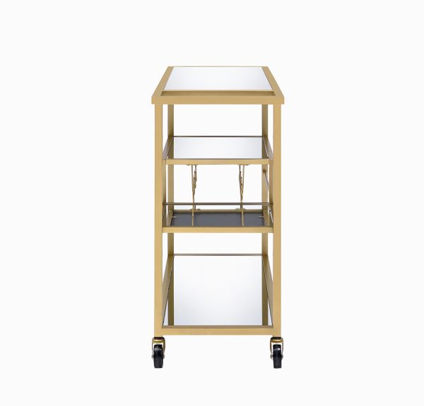 40" X 16" X 37" Gold And Clear Glass Serving Cart - Image 3