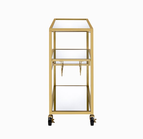 40" X 16" X 37" Gold And Clear Glass Serving Cart - Image 4