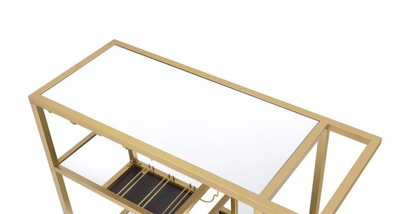 40" X 16" X 37" Gold And Clear Glass Serving Cart - Image 5