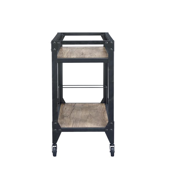 32" X 16" X 31" Black Metal Serving Cart - Image 2