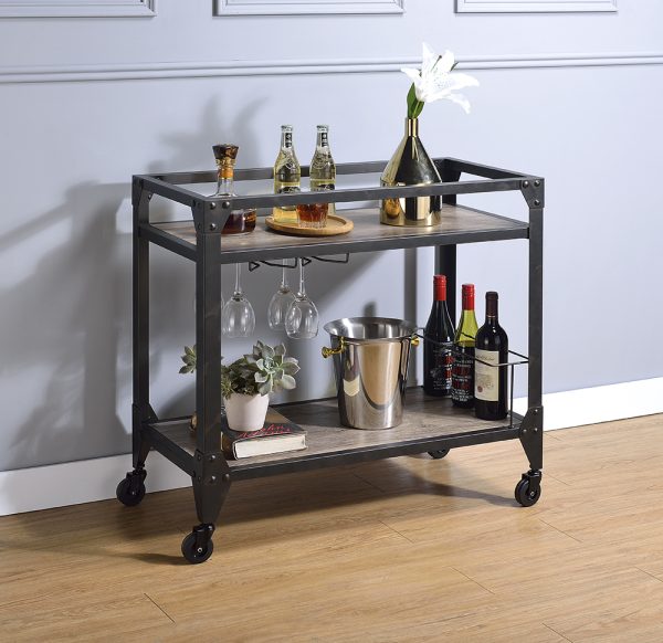 32" X 16" X 31" Black Metal Serving Cart - Image 5