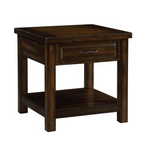 Rich Dark Wood Side Table with Drawer?"This Rich Dark Wood Side Table is a must-have addition to any space. Its dark wood finish and stylish handle provides a traditional look and feel