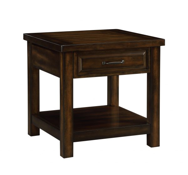 Rich Dark Wood Side Table with Drawer?"This Rich Dark Wood Side Table is a must-have addition to any space. Its dark wood finish and stylish handle provides a traditional look and feel