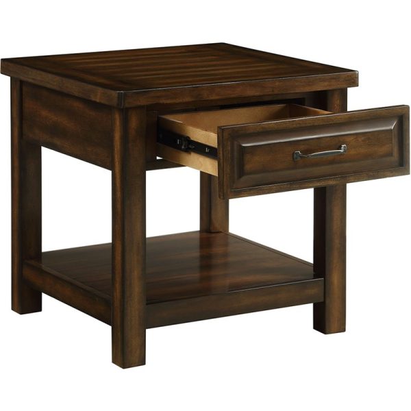 Rich Dark Wood Side Table with Drawer?"This Rich Dark Wood Side Table is a must-have addition to any space. Its dark wood finish and stylish handle provides a traditional look and feel - Image 3