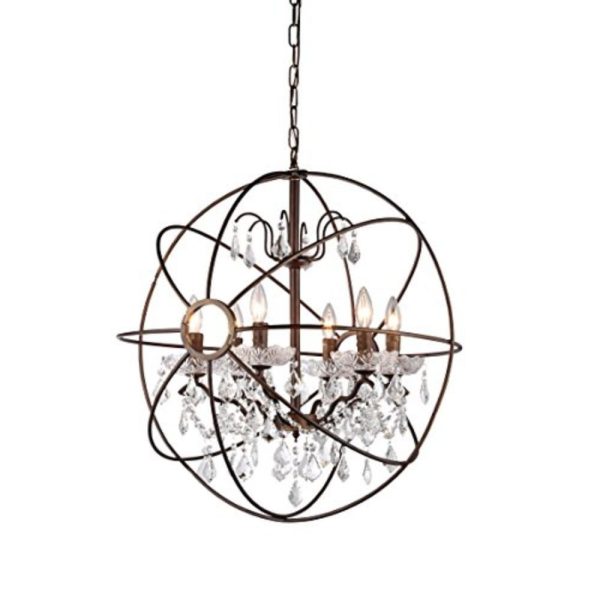 Planetshaker II Antique Bronze and Crystal 6-light Chandelier - Image 4