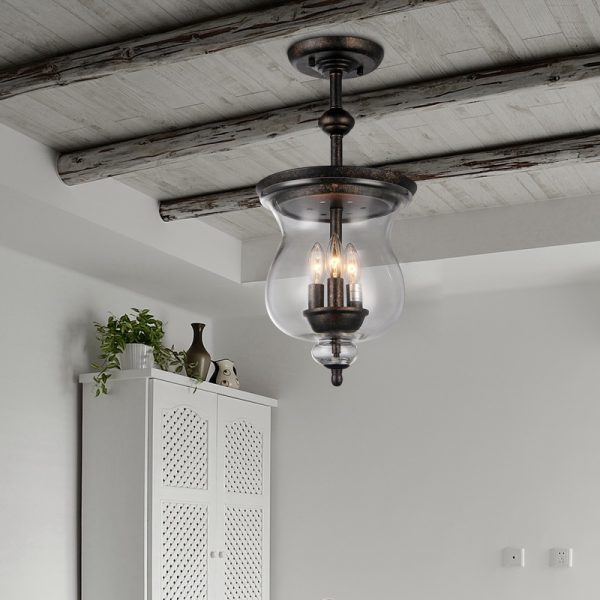 Madigan 3-light Clear Glass 10-inch Antique Pendant Lamp - Image 2