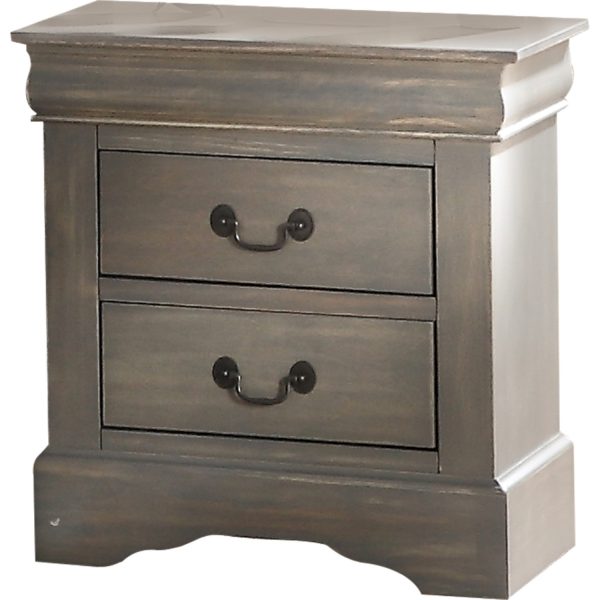 15.67" Rectangular Two Drawers Nightstand With Solid Wood Top