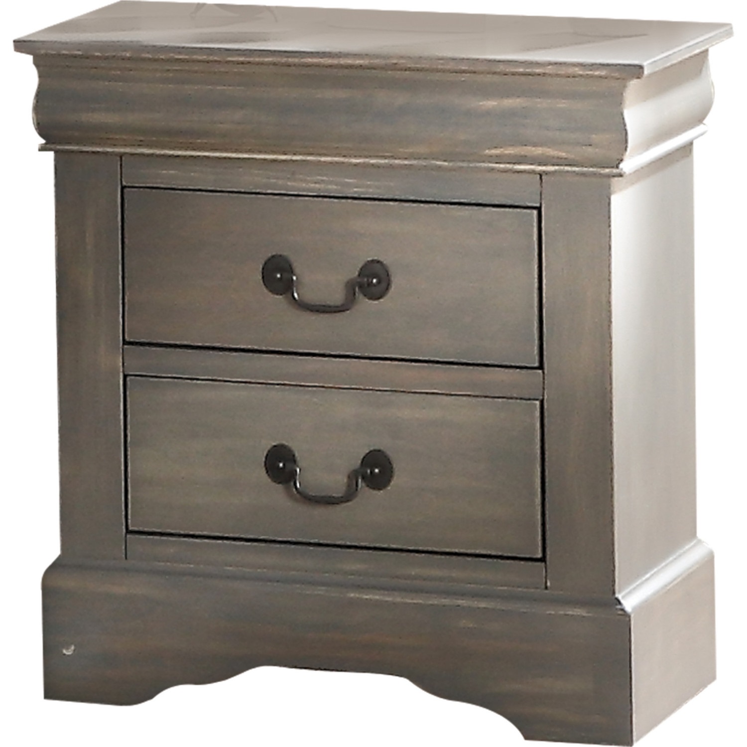 15.67" Rectangular Two Drawers Nightstand With Solid Wood Top
