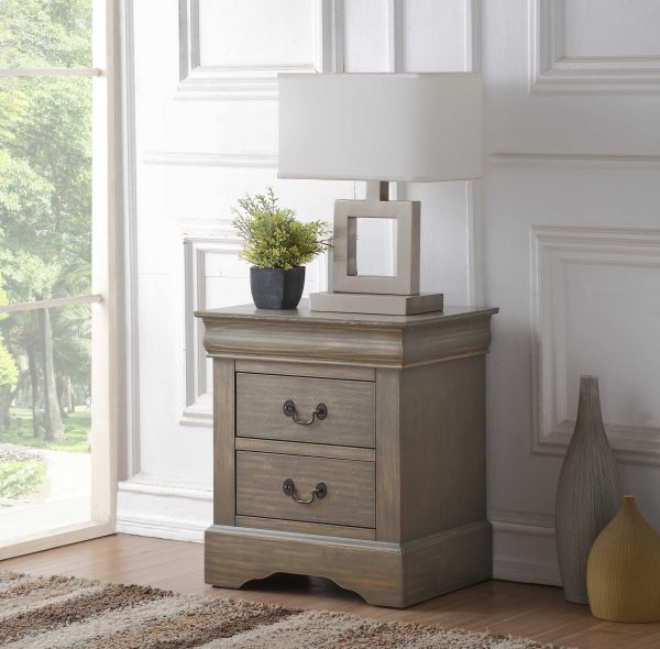 15.67" Rectangular Two Drawers Nightstand With Solid Wood Top - Image 4