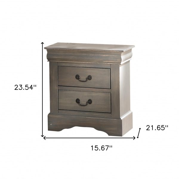 15.67" Rectangular Two Drawers Nightstand With Solid Wood Top - Image 5