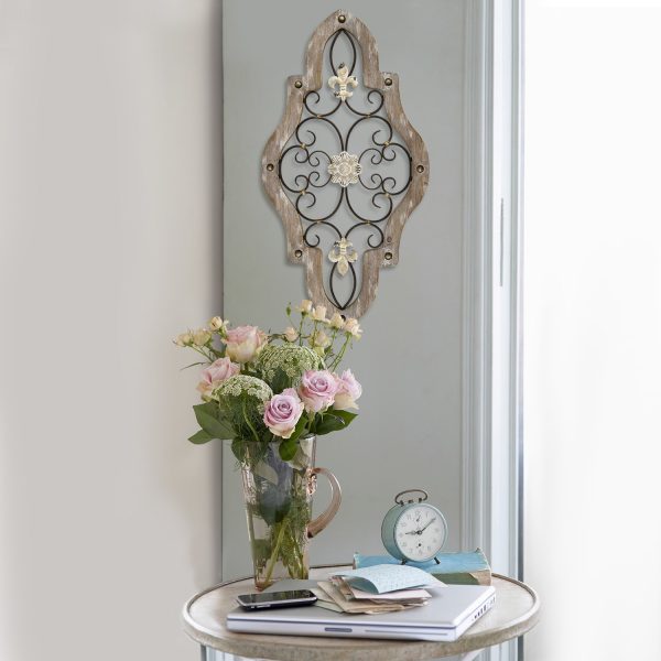 French Country White-Wash Metal Scroll Wall Decor - Image 2