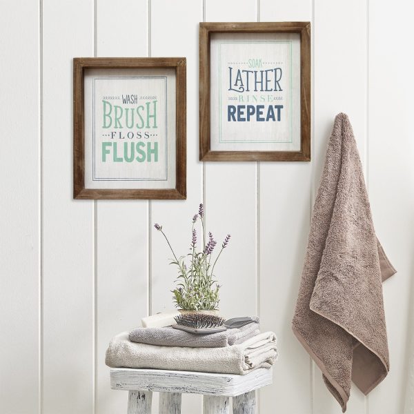 Rustic Soap Lather Rinse Repeat Framed Wall Art