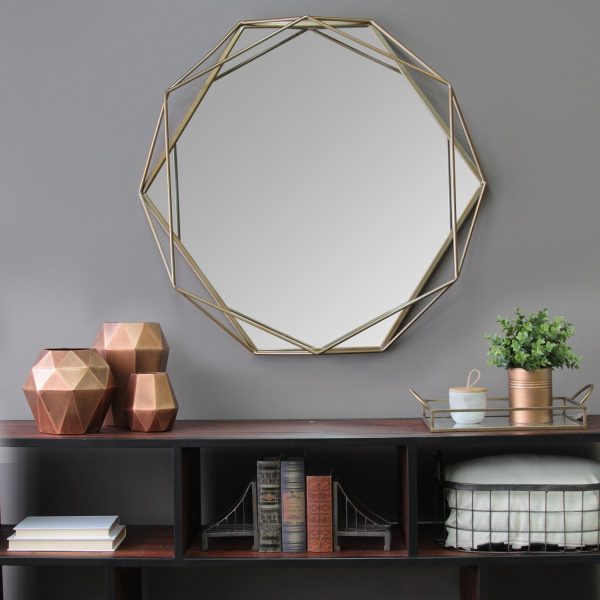 Gold Metal Octagon Framed Wall Mirror - Image 2