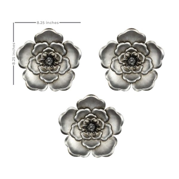 Alluring Silver Metal Wall Flowers - Image 3
