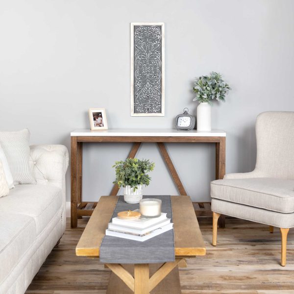 Distressed Gray Metal Embossed Wood Wall Decor - Image 2