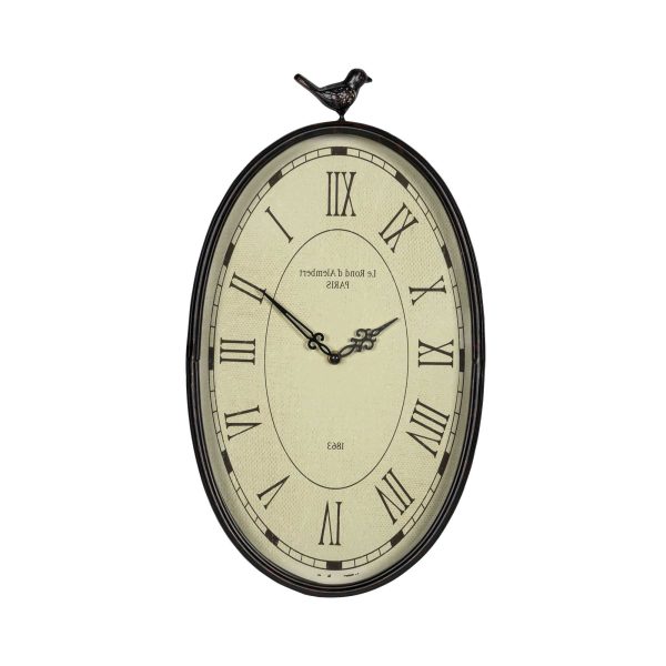 10.75 Oval Distressed Gunmetal Antique Bird Clock - Image 4