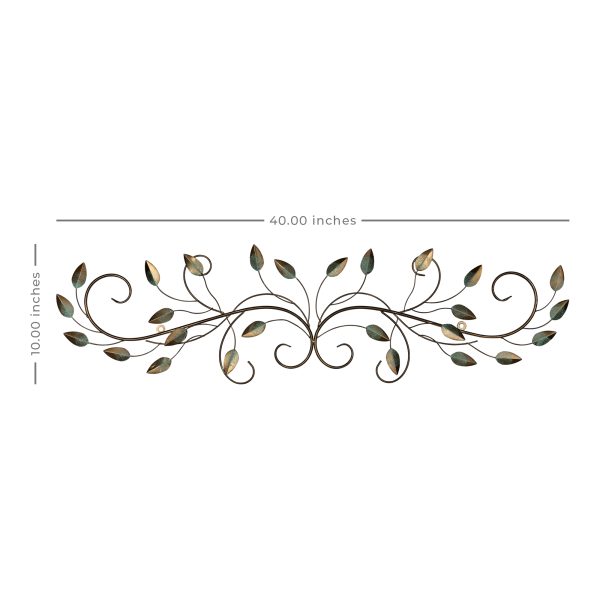 Patina Scroll Metal Leaf Wall Decor - Image 3