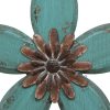 Distressed Teal and Red Antique Flower MetalWall Decor - Image 2