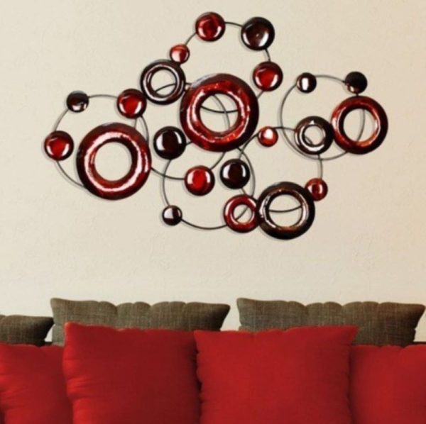 Red Multi-Metallic Circle Wall Decor - Image 2