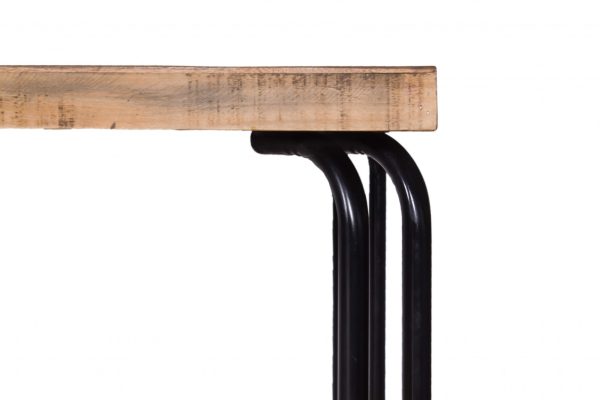 Natural Black 6 Wood 3 Iron Large Dining Table - Image 4