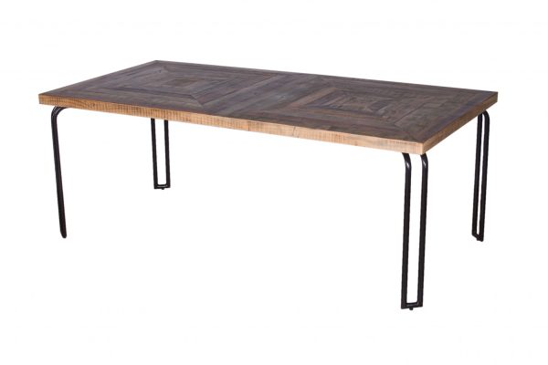 Natural Black 6 Wood 3 Iron Large Dining Table - Image 5