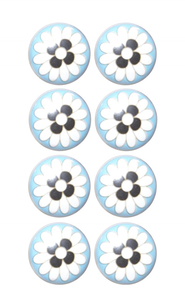 Charming Light Blue And Black Set of 8 Knobs - Image 2