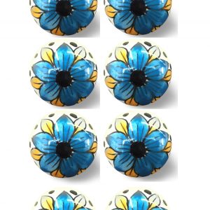 1.5" x 1.5" x 1.5" Blue Black And Yellow  Knobs 8 Pack