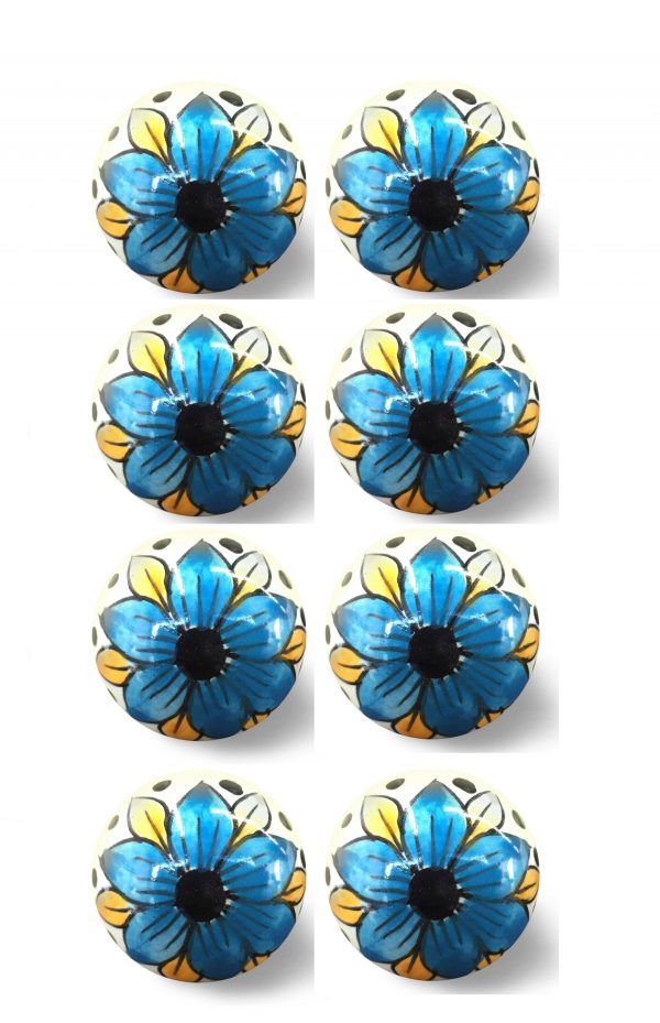 1.5" x 1.5" x 1.5" Blue Black And Yellow  Knobs 8 Pack