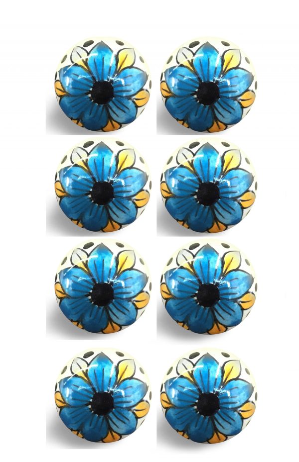 1.5" x 1.5" x 1.5" Blue Black And Yellow  Knobs 8 Pack - Image 2