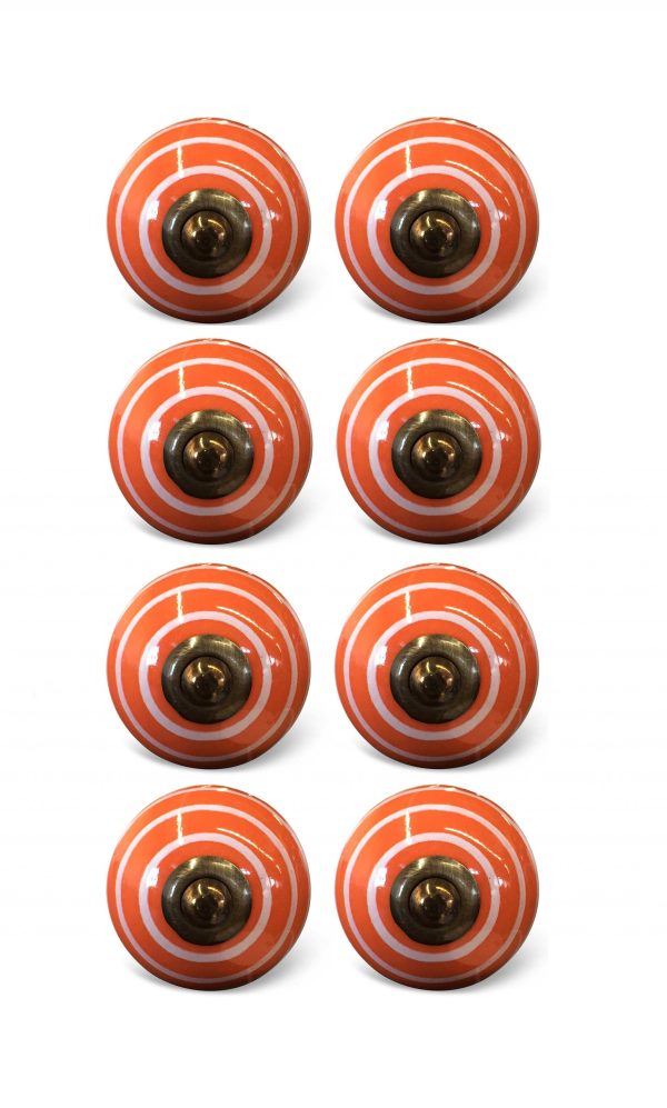 1.5" x 1.5" x 1.5" Bronze White And Orange  Knobs 8 Pack