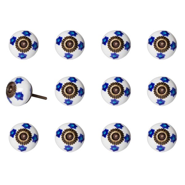1.5" x 1.5" x 1.5" White Blue and Turquoise  Knobs 12 Pack - Image 3